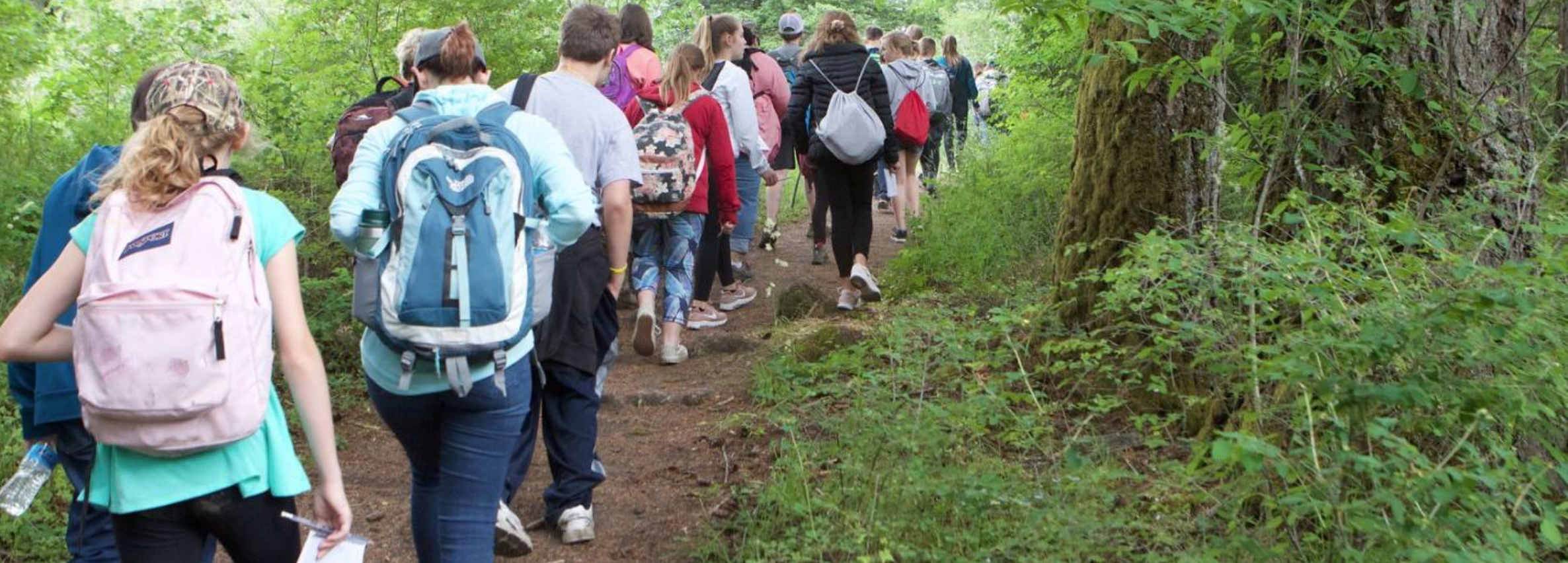 Washougal, WA, sixth-graders on the Hamilton Mountain trail as part the Explore the Gorge outdoor education program. (photographer: Richard Kolbell)